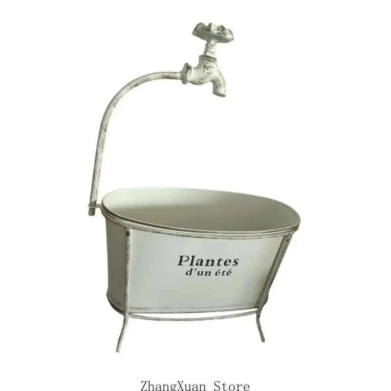 Eleganter Eisen-Gartenpflanzer mit Wasserauslauf-Design, für kleine Pflanzen, 3 x – Detail 7