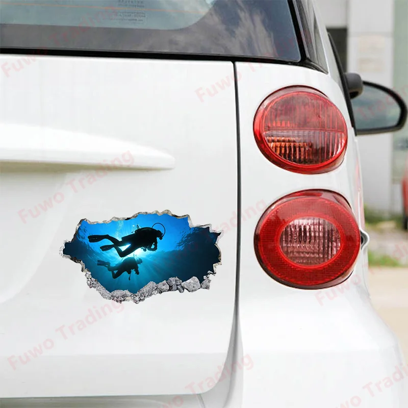 Hot selling Scuba Diving 3D Car Sticker Cartoon Vinyl Decals Waterproof Car Accessories Laptop Surfboard Decor