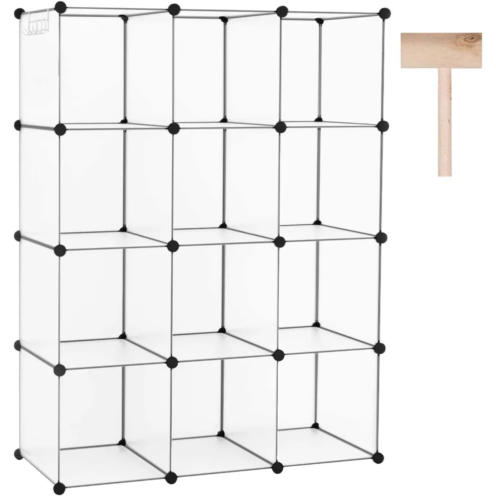 

Book Shelf Modular Shelving Units,Ideal Cube Storage Organizer,Plastic Stackable Bookshelf,12-Cube Closet Cabinet Organizer,Room