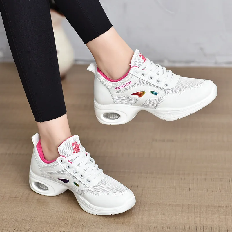 Women's Jazz Sneakers Breathable Split Sole Athletic Walking Lace Up Lace Modern Dance Sneakers women sports shoes dancing ﻿