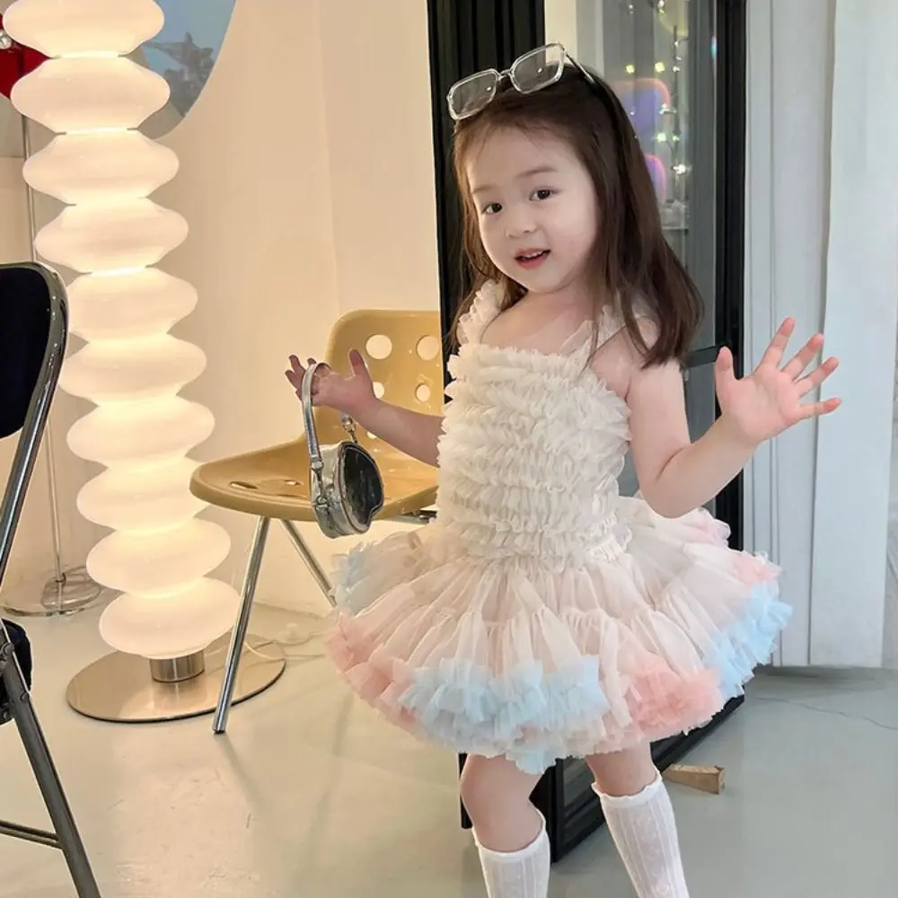 

Elegant Fluffy Gauze Girl Tutu Dress Soft Breathable Tutu Dress Ruffled Cake Dress Children Clothes