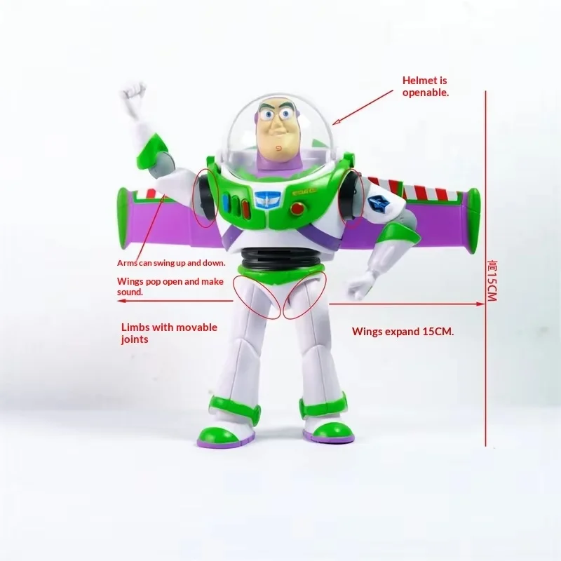 

Pixar Toy Story Buzz Lightyear Action Figure With Helmet Openable Sound Pop Out Wings Boy Toy Collectible Model Surprise Gift