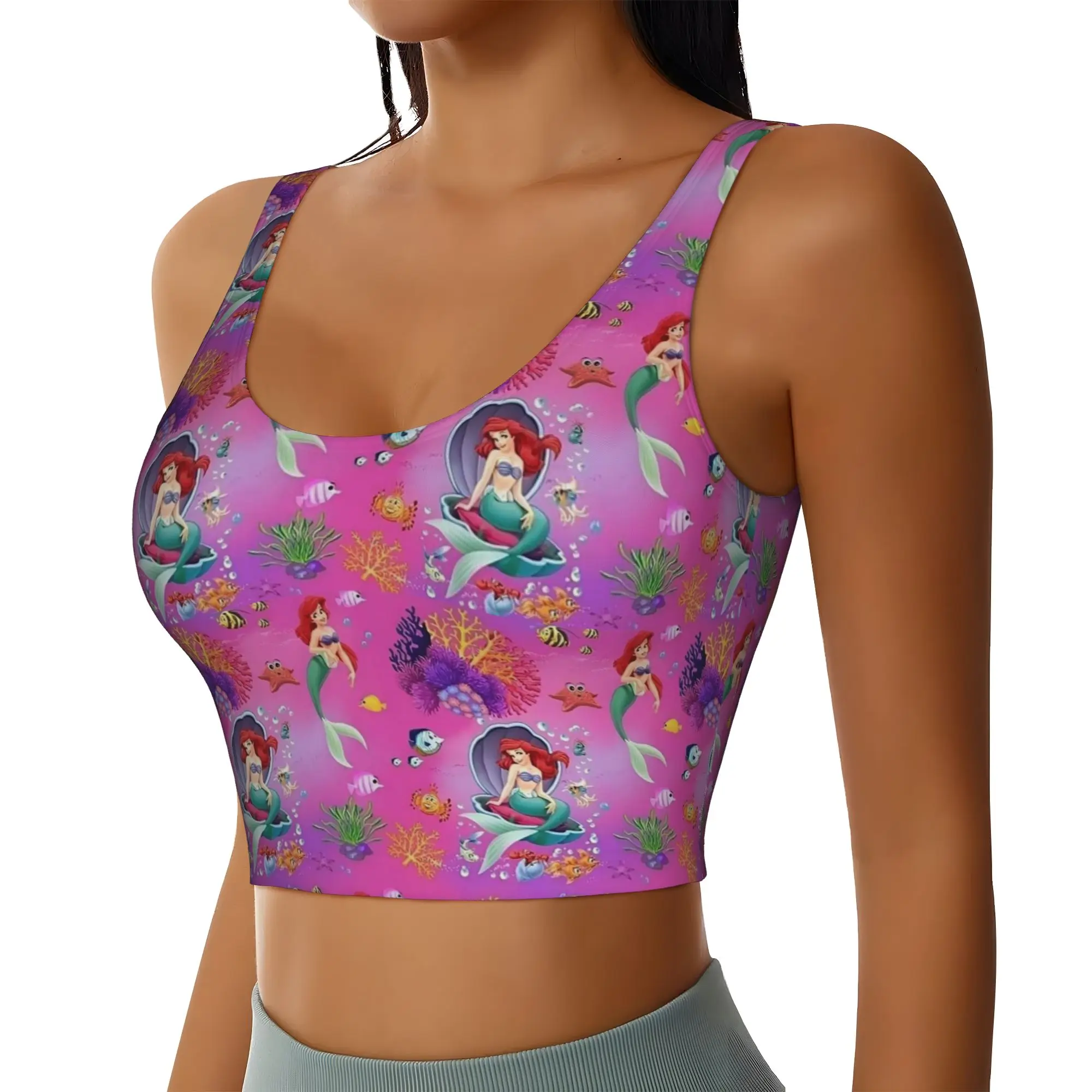 Custom Littles Anime Mermaides Workout Crop Tank Tops Women Seamless  Yoga Running Sports Bras