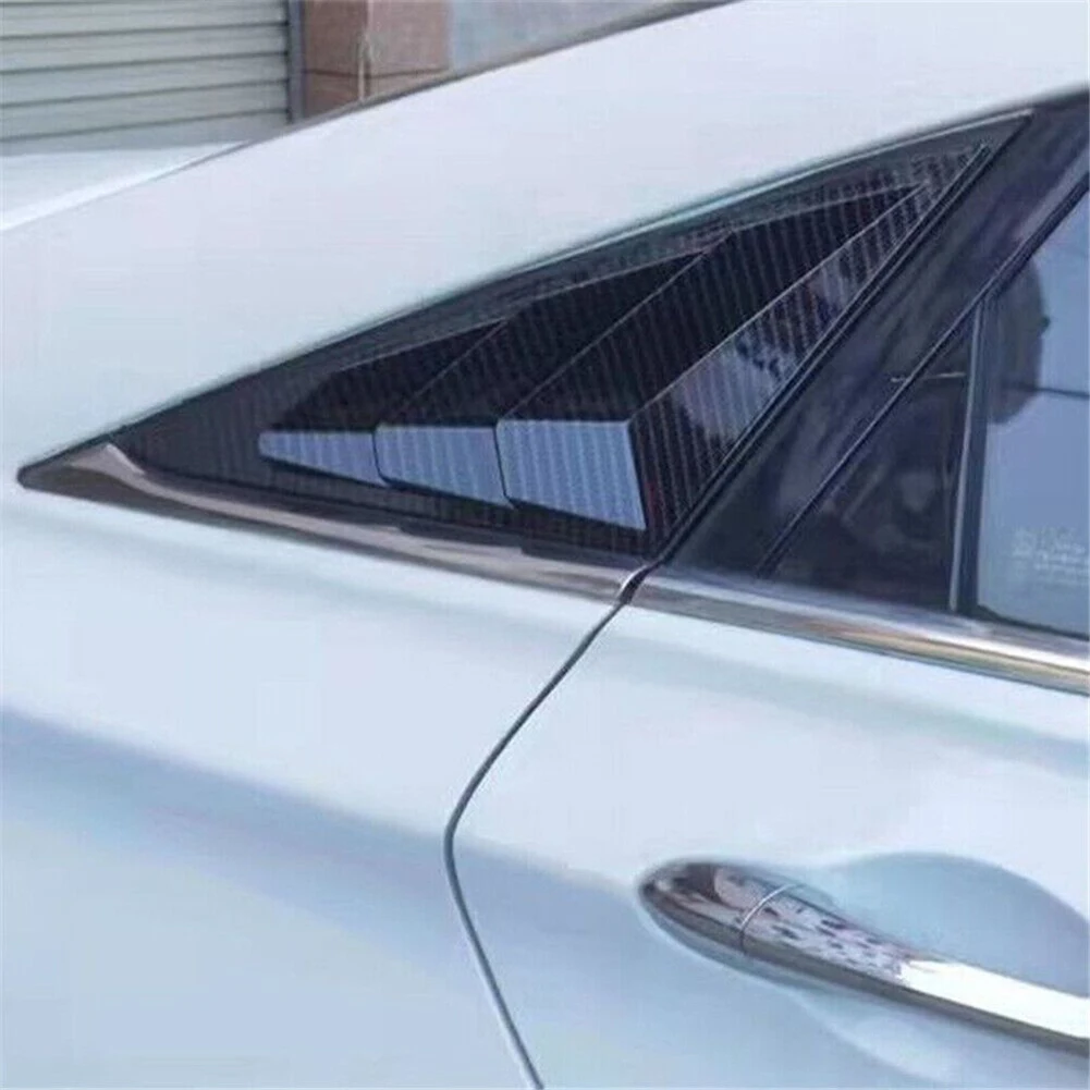 Look Glass Louver Shutter Cover Exterior Door Panel 2Pcs Car Accessories Carbon Fiber Decorate For Hyundai Sonata 2011-2014