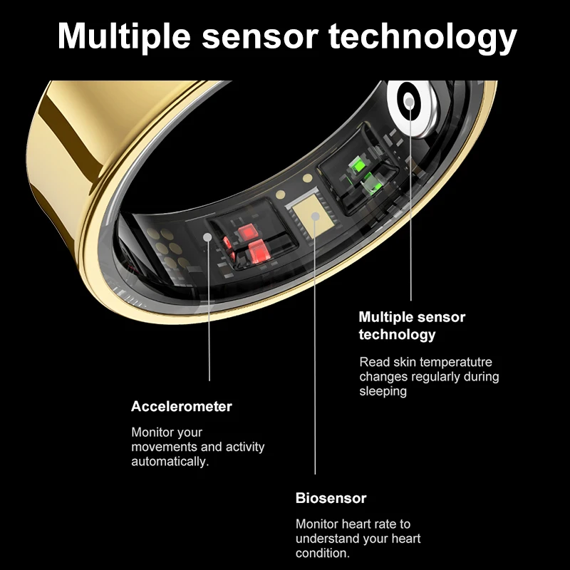 R09 Smart Ring Men Women with Gesture Swipe Tiktok Video 5ATM Waterproof Heart Rate Skin Temperature Health Monitor Smartring - Image 5