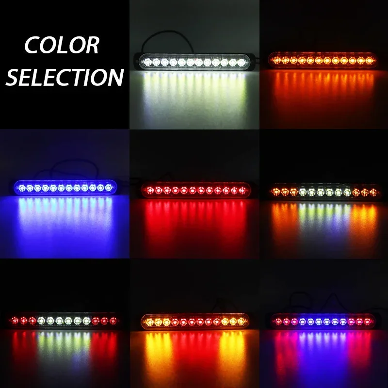 Emergency Strobe Stroboscope Warning Side Marker Blinking 12LED Light Bar Police Flash Good 12V/24V Light For Car Vehicles