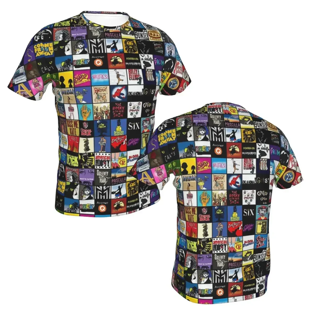 polyester Broadway Musical Theatre Logos - Hand Drawn T-Shirt Men's Classic T Shirt Men O-Neck Summer Shirts Tops