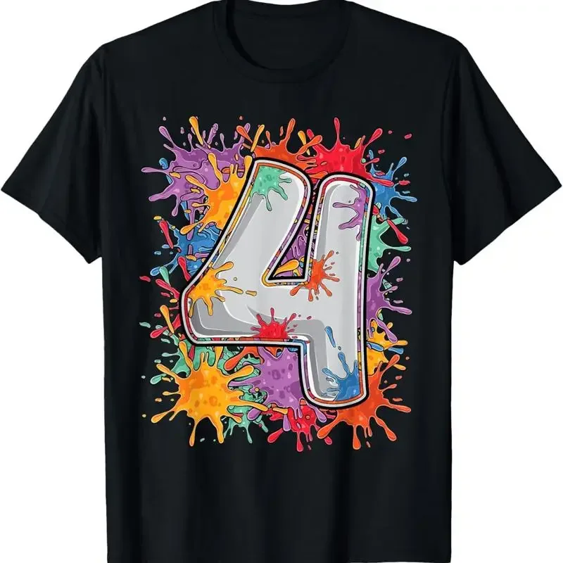 4 Year Old Colorful Splashes 4Th Birthday Paint Splash T Shirt