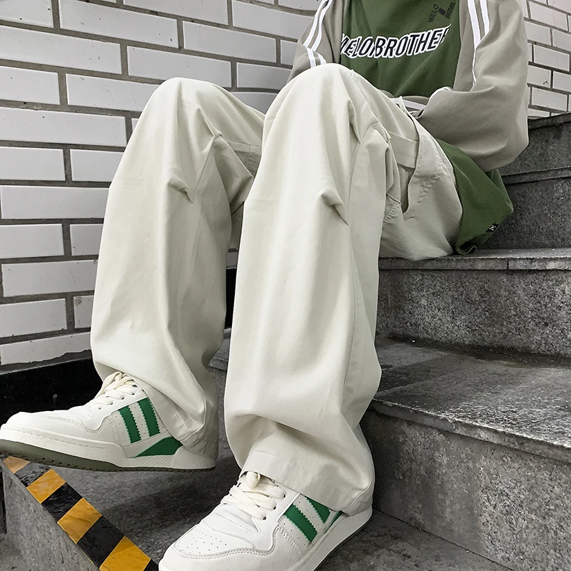 

American High Street Workwear Pants Men's Spring Autumn Straight Leg Casual Long Trousers Loose Wide Leg Faion Brand