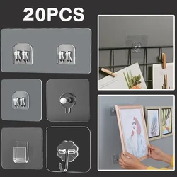 Adesivos de Parede Transparente Ganchos, Wire Shelf Rack, Montagem na parede, soco livre, Cozinha, Banheiro, Não Traço, Adesivos Titular, 10 Pcs, 20Pcs