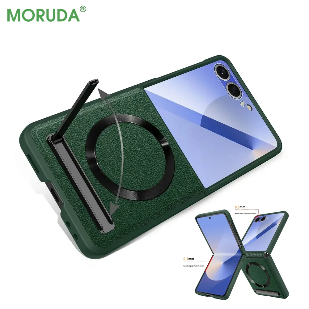 

Магнитный складной кронштейн для беспроводной зарядки, чехол для телефона Samsung Galaxy Z Flip7 FE Flip 7 6 5, шарнир, защитная стеклянная пленка, кожаный чехол