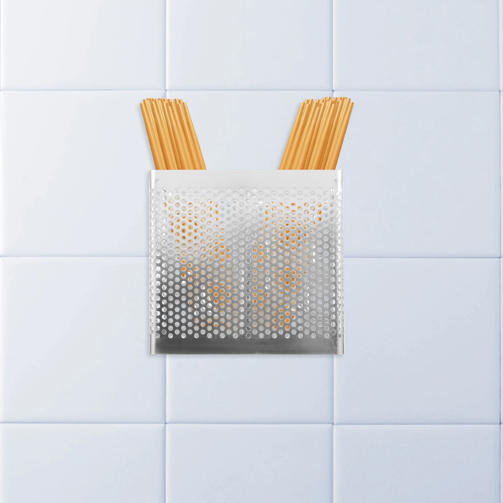 

Stainless Steel Hanging Chopstick Utensil Holder Double Compartments Cutlery Drainer Rack Kitchen Organizer Wall