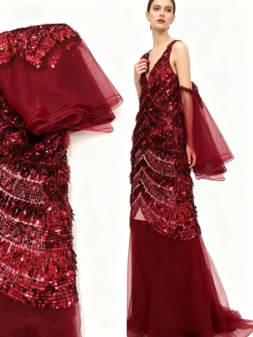 

Роскошная африканская кружевная ткань с блестками, новинка 2024, длинная трубка, вышивка бисером, французский тюль, кружевная ткань, материал для свадьбы в Нигерии