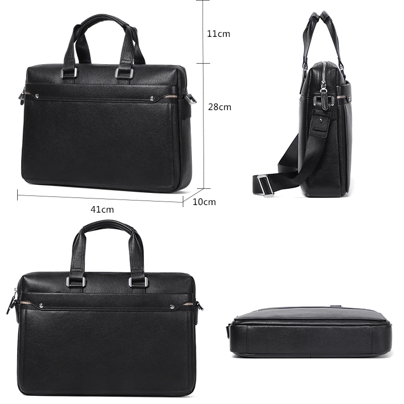 Brand Natural Genuine Leather Men bag  15 inch Laptop Bag  Handbags Fashion Business Briefcases Large Capacity Shoulder Bags