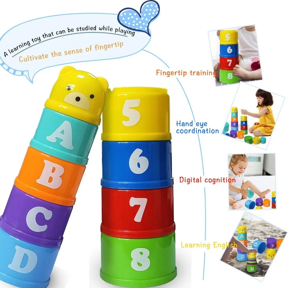 9PCS Basics Stacking & Roll Cups Stacked Cups Toy(Random Color)