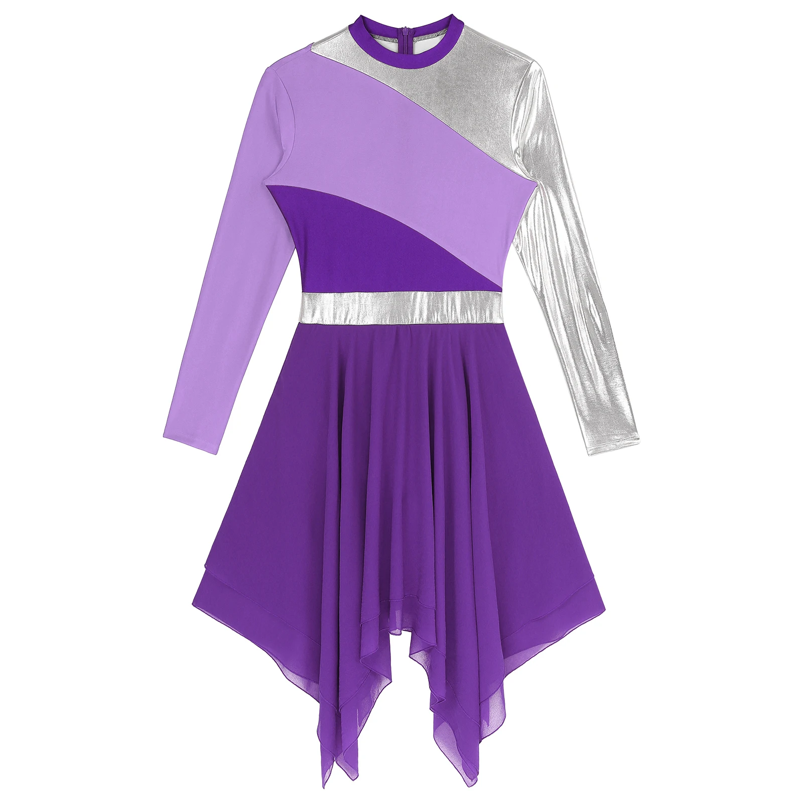 Vestido de leotardo de baile lírico moderno para mujer, Vestido de manga larga con dobladillo Irregular, traje de baile de salón de Vals, Ropa de