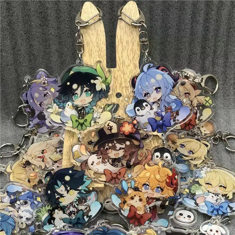 Genshin Impact Keychain Cosplay Hu Tao Acrylic Pendant Badge Accessories key chain cute Xiao Pymon kawaii Gifts Decor Anime gift