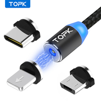 TOPK AM23 3 in 1 Magnetic Charging Cable Micro USB & Type C Cable Nylon Braided Type-C Magnet Charger Cable for iPhone 14 13 12