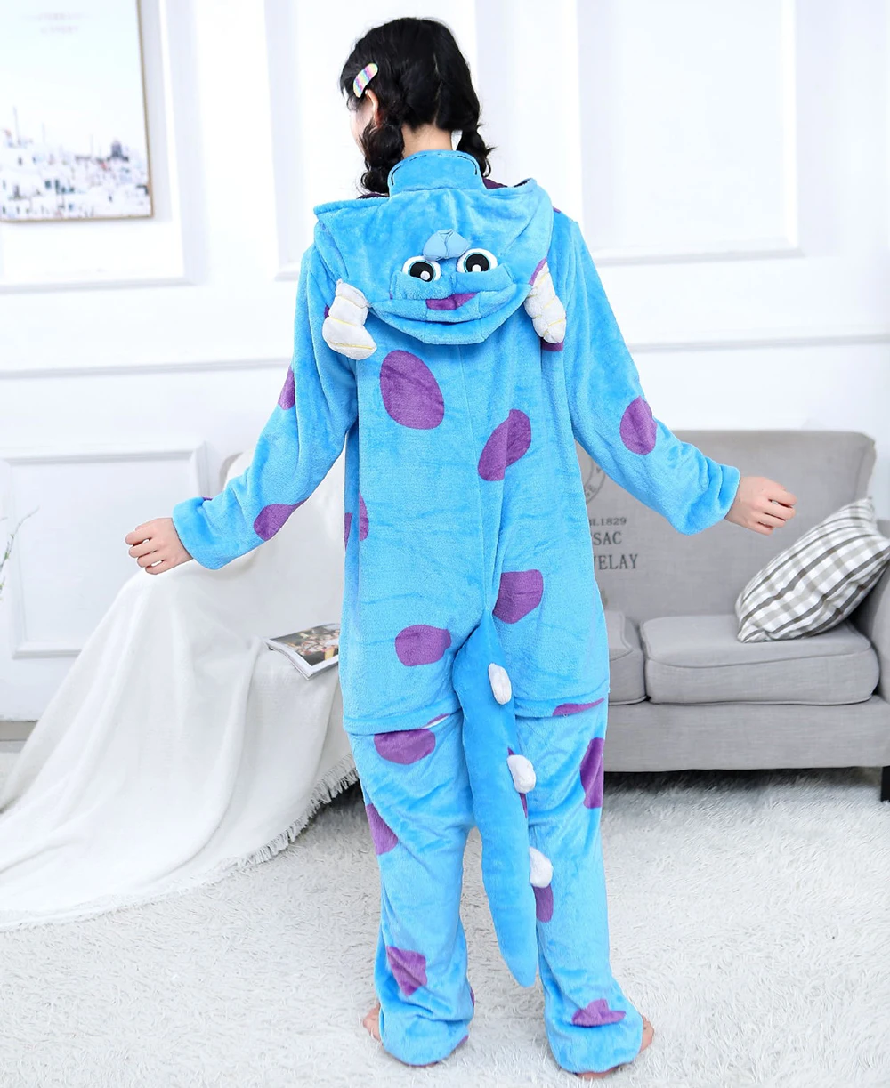 New Women Men Unisex One Piece Hooded Jumpsuits Adult Cute Onesie Kigurumi Animal Pajamas Winter Flannel Warm Nightie Sleepwear