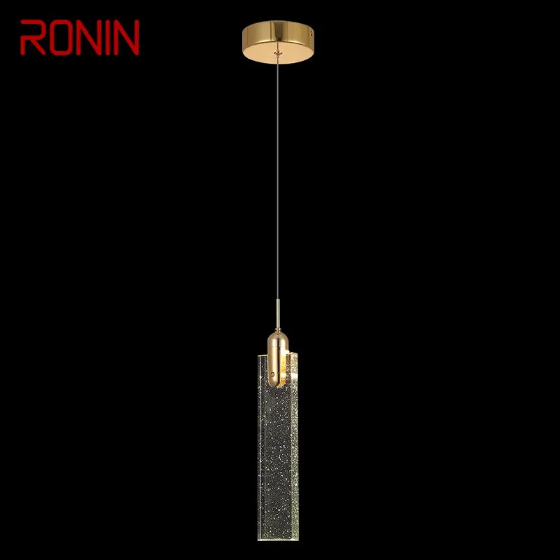 

RONIN Morden Pendant Lamp Rectangular Shape Bubble Crystal For Dining Living Room Luxury Gold 3Light Chandelier