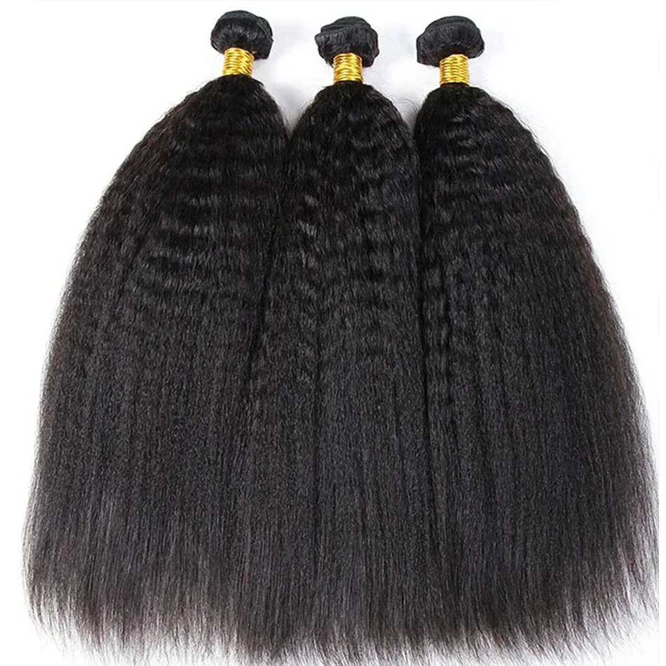 Raw Kinky Straight Human Hair Bundles Coarse Yaki Weave Human Hair Bundles 1 3 4 Bundles Original 100% Human Hair Extensions