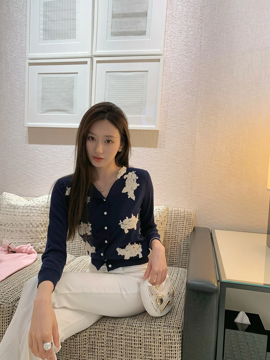 

Романтичный легкий летний шерстяной вязаный кардиган, 6 петель, 48 нитей, 00% шерсть, рукав три четверти, кружевной, женский свитер