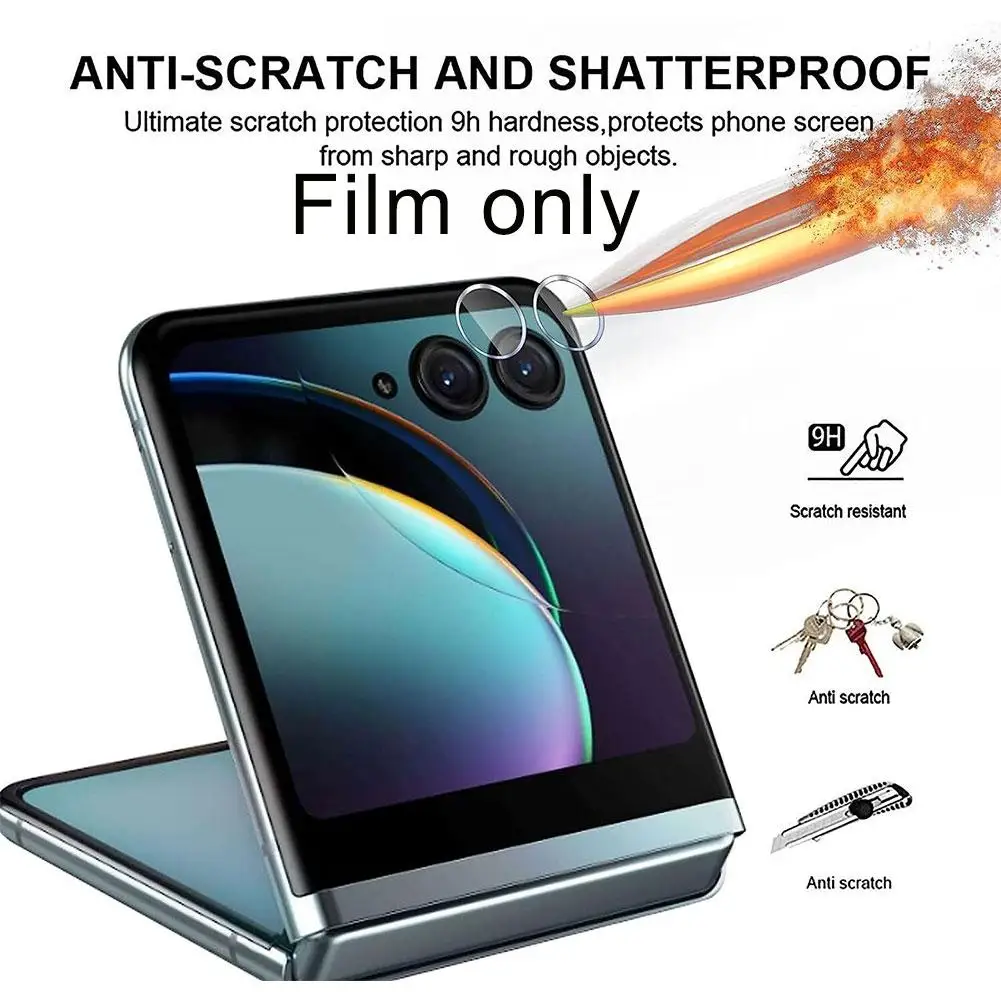 

Tempered Glass Film for Razr 40 Ultra Case Glass Back Screen Camera Lens Protector For Razr Screen Protector V8C6