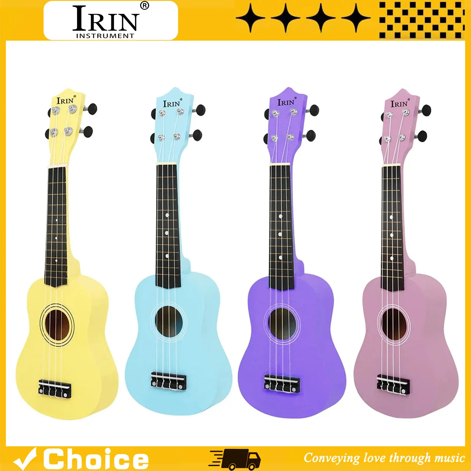 21-inch Ukulele Colorful Basswood Ukulele Beginner Practice Soprano Hawaiian Four String Guitar Stringed Instruments