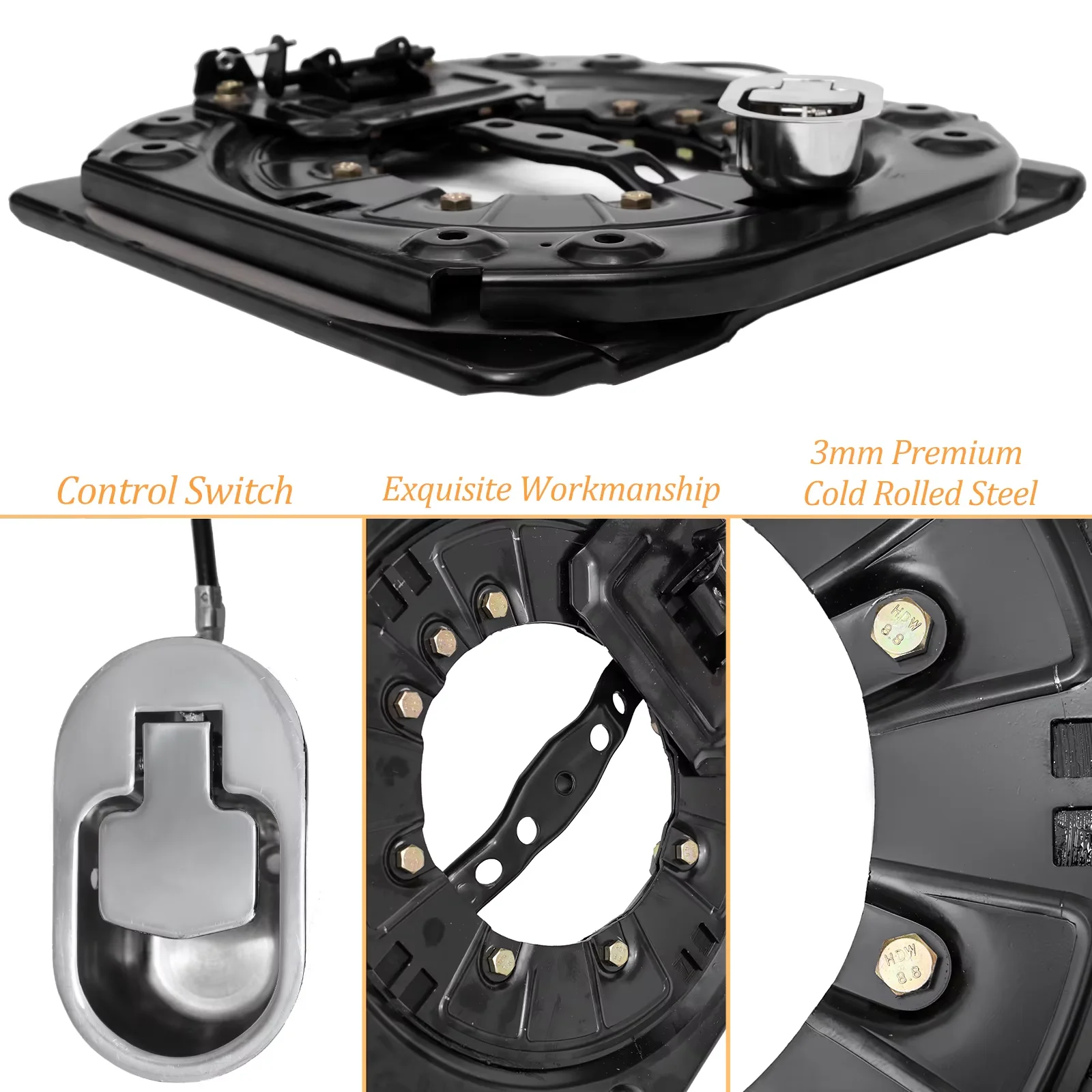 الثقيلة 360 °   قاعدة مقعد دوارة مع مفتاح، قاعدة دوارة فولاذية 3.0 مم، مناسبة لسيارات Rvs، Campervans، وشاحنات السفر.