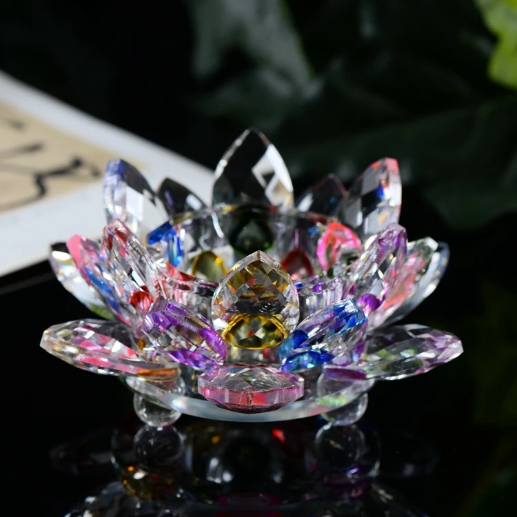 

7colors Crystal Glass Lotus Flower Candle Holders wedding columns candelabra centerpieces Holder Home Decor bowl Candlestick