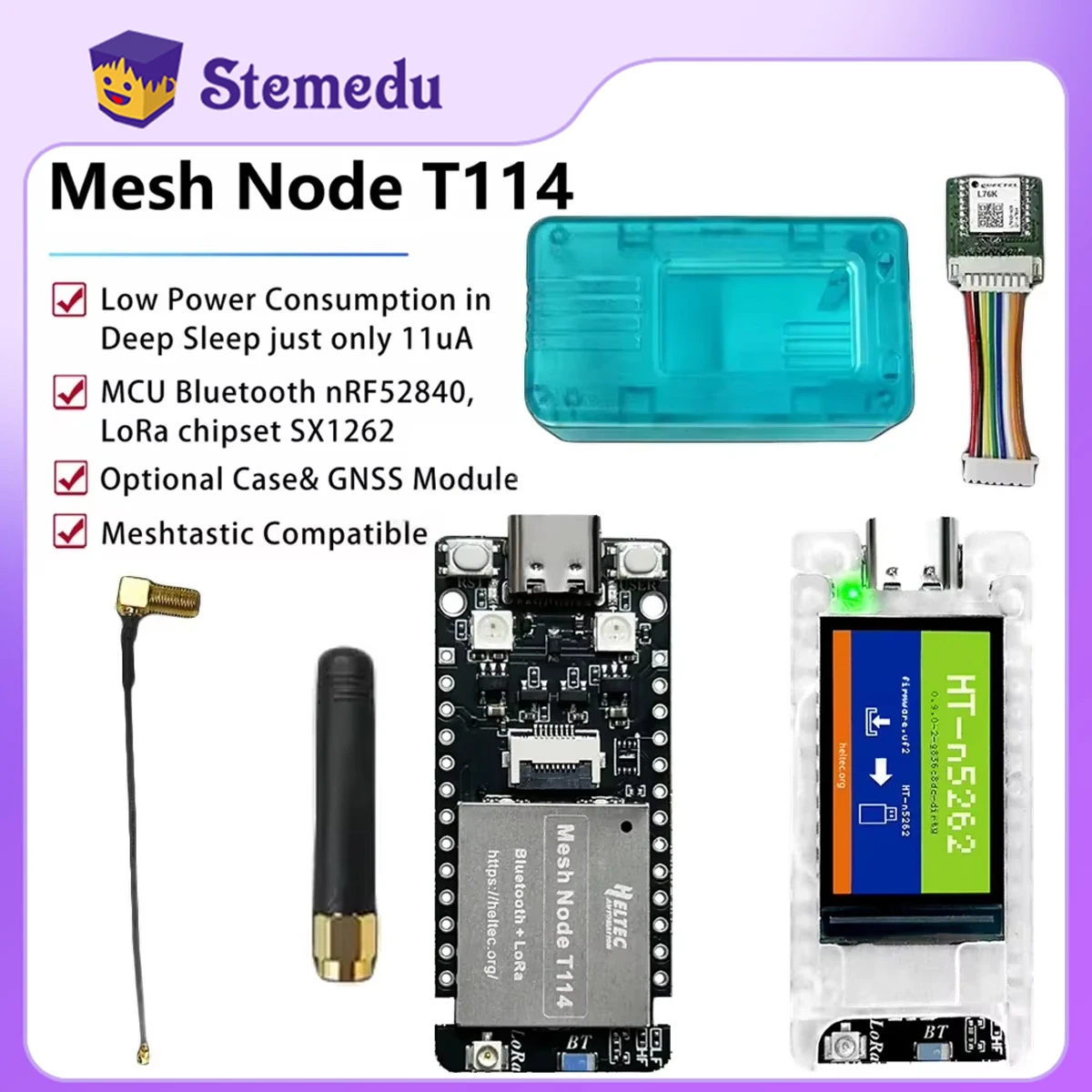 جهاز تحديد المواقع الشبكي Heltec ، T114 LoRa + BLE ، MHz m5hz nrf2840 SX1262 ، شاشة TFT منخفضة الطاقة ، لوحة تحديد المواقع لاردوينو