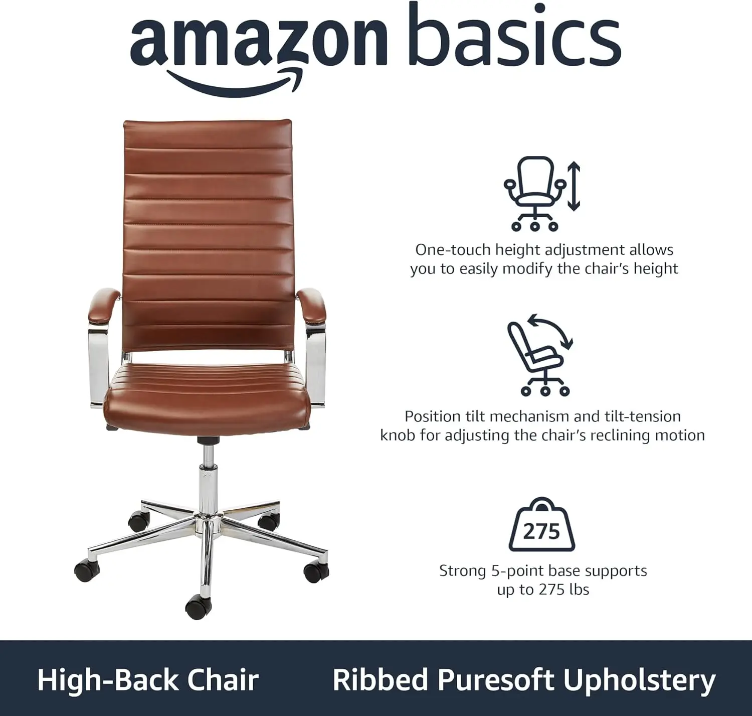 كرسي مكتب دوار مريح عالي الظهر مع دعم قطني، تنجيد من الجلد الصناعي، طراز حديث باللون الأحمر الطوبي