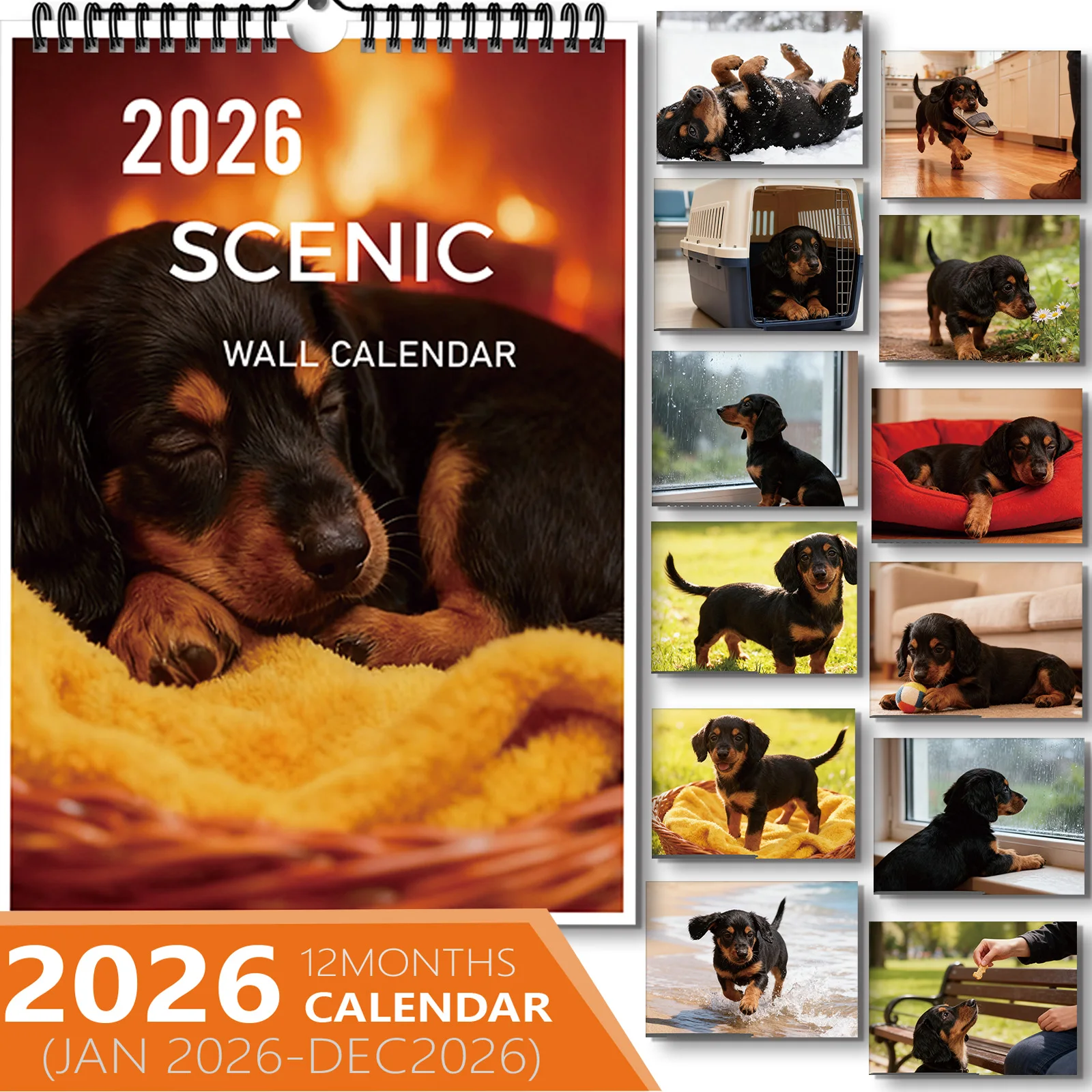 

1PC Cute Adorable Calendar, Suitable For Home Office Living Room Decor, Ideal For Pet Enthusiasts, Great New Year Gift