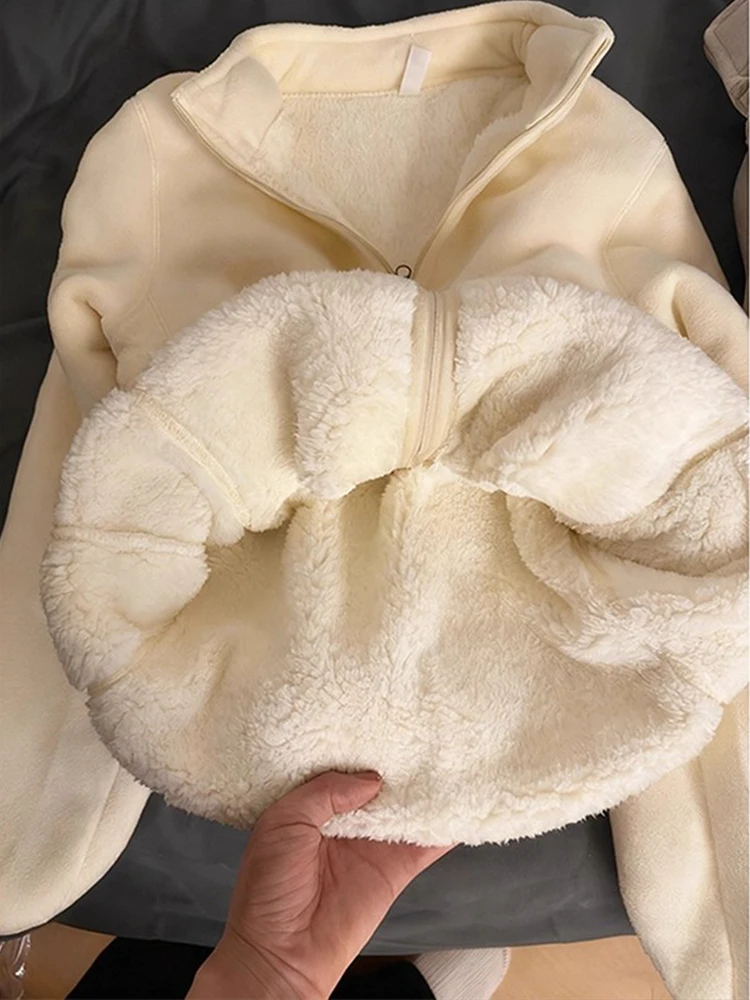 

Thiened Lamb Fur Cotton Jaet Men's Autumn Winter Warmth Insulation Inner Fce Jaet Anti-Cold Outerwear