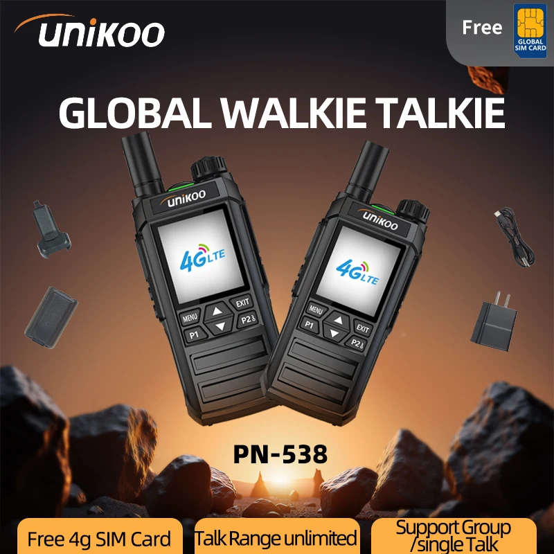 

Unikoo PN538 Walkie Talkie 4G POC Network Bluetooth 1.77" Screen 3000mAh Battery Type-C Charging Radio with SIM Card for Free