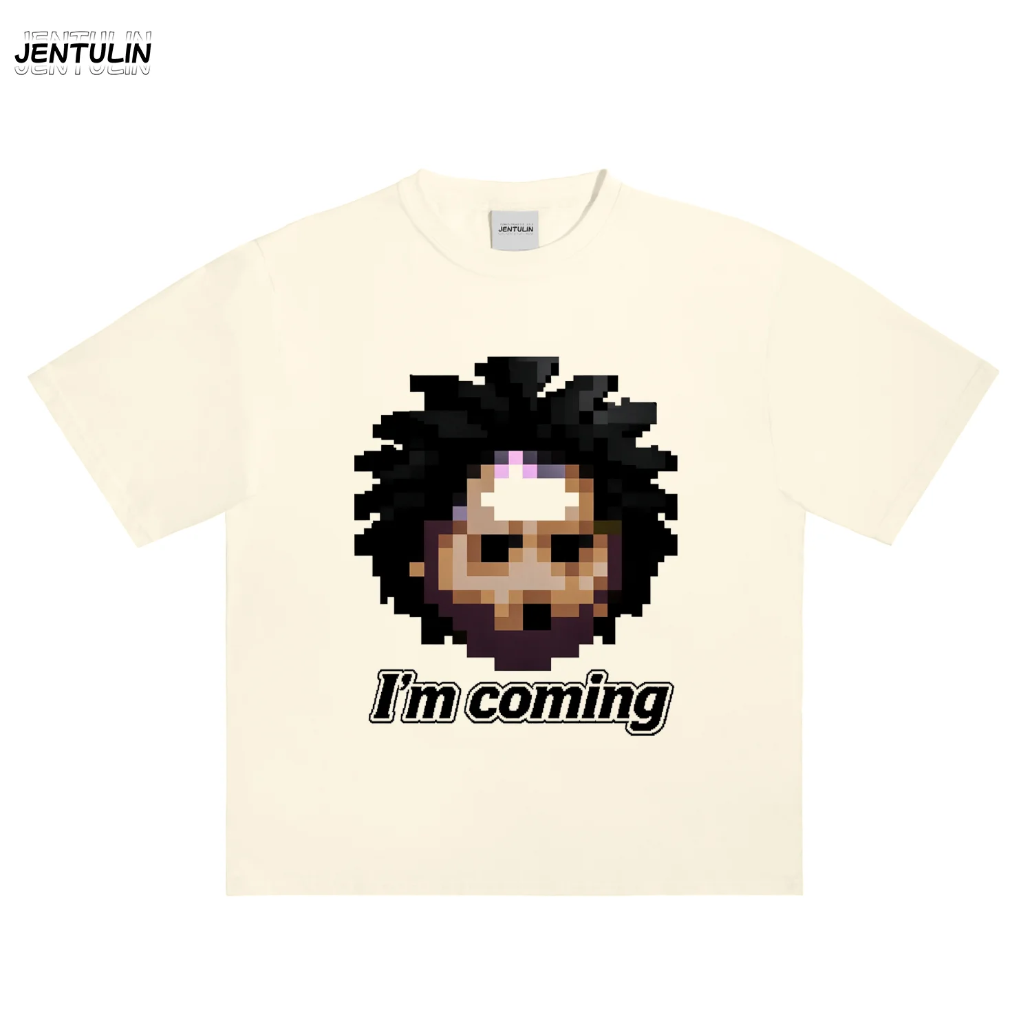 Men Women Retro I'm Coming Pixel Meme Character Graphic T Shirt Art Print Tee Unisex O-Neck Short Sleeve Casual Streetwear Tops