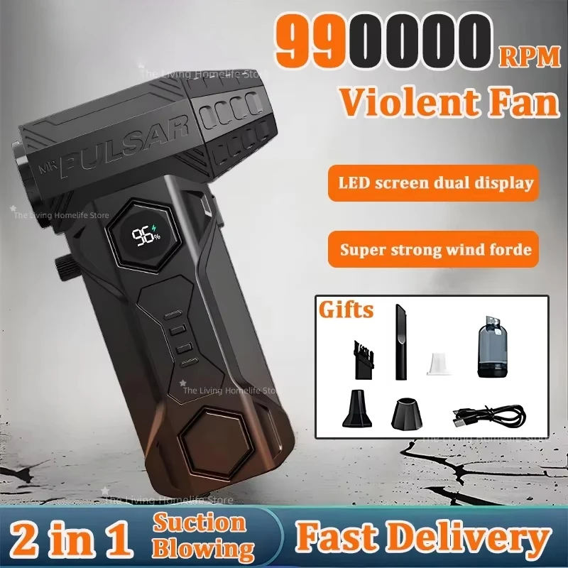 Silny dmuchawa turbofan 390000RPM, przenośny bezprzewodowy odkurzacz do kurzu, ładowanie Type-C, bezszczotkowy dmuchawa strumieniowa do domu.