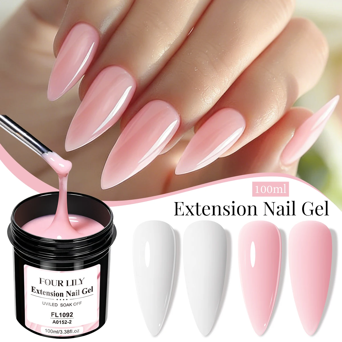 100ml Large Capacity Extension Nail Gel Polish White Pink Soak Off Acrylic Builder UV Gel Varnish For Finger Extend Nails Art