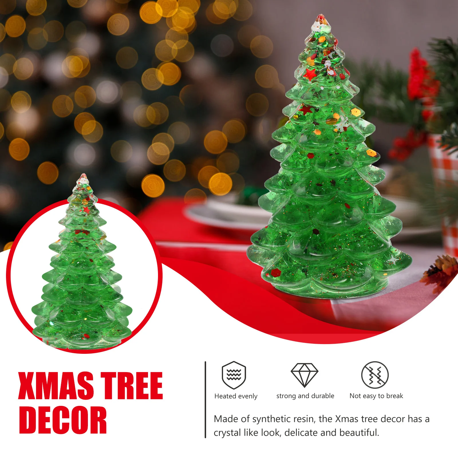 

Small Crystal Resin Christmas Tree Desktop Decor Mini Xmas Tree Holiday Tabletop Decoration Snow Village Tabletop Trees