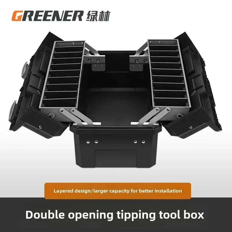 Green Forest Large Three-Layer Foldable Toolbox Multi-function Handheld Maintenance Art Storage Box Electrician