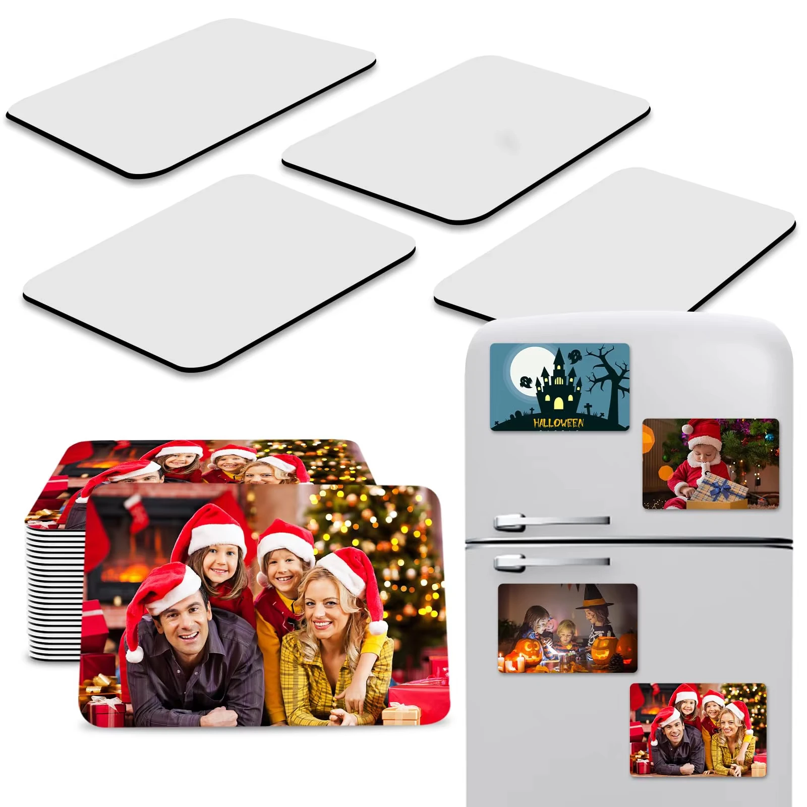 

50pcs 7.5*5.5cm Sublimation Personalized Magnet Sublimation Blank Fridge Magnets for DIY Decorating Kitchen Office
