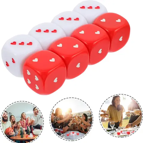 6PCS Heart Design Dice Poker Funny Games For Party Couple Gifts For Lovers Juegos De Mesas Para Toda La Familia Divertidos