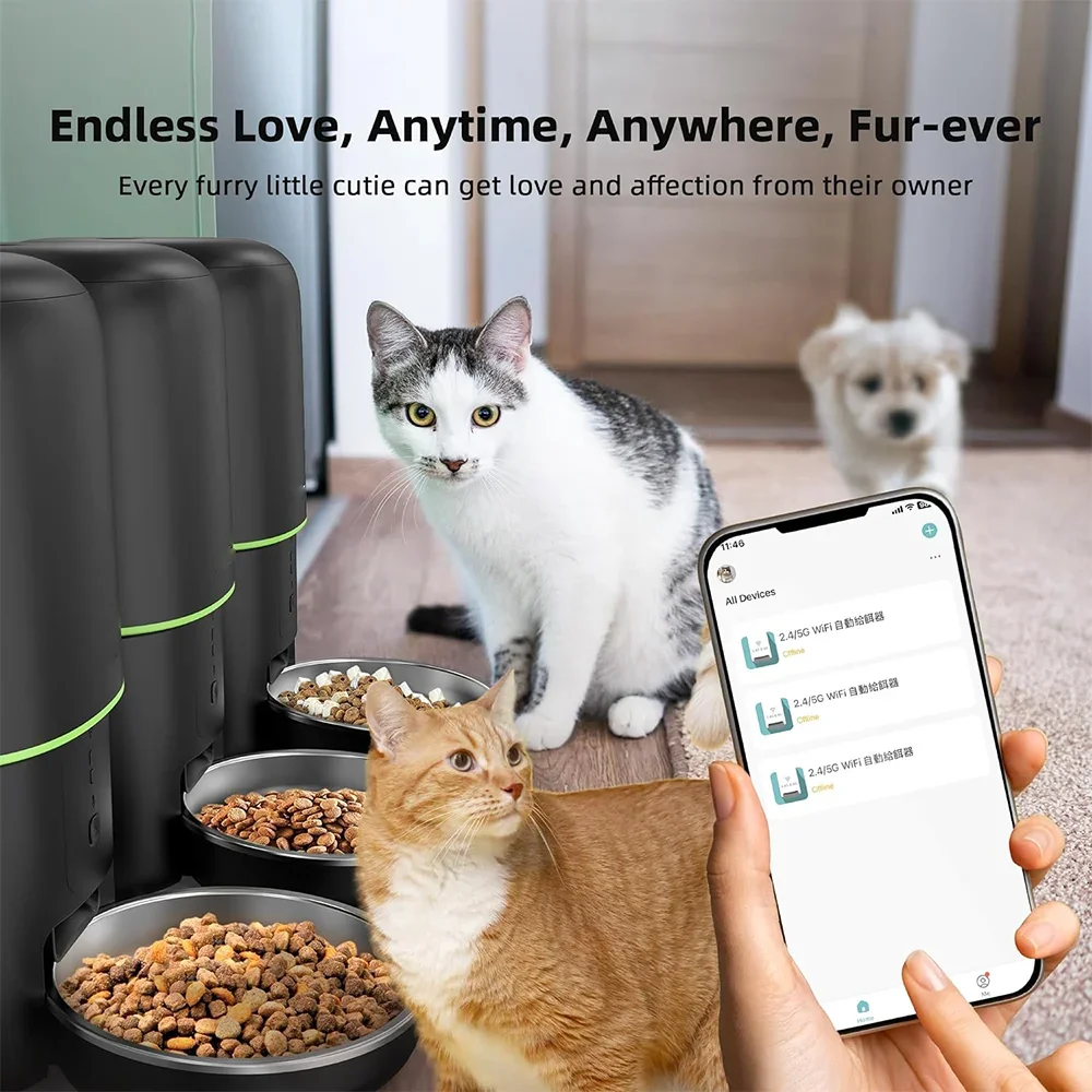 Furpipi Smart Cat Feeder, 5G WiFi, Tuya Smart App Control, Automatic Feeding, 4L Large Capacity, Cat Dog Pet Bowl