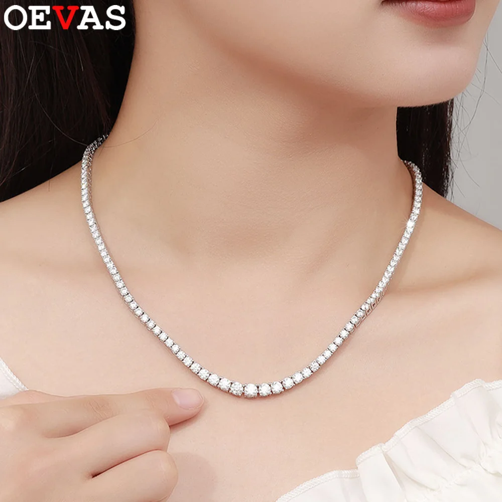 

OEVAS полный муассанит теннисное ожерелье S925 серебро D цвет градиент лабораторное бриллиантовое ожерелье для женщин вечерние ювелирные украшения