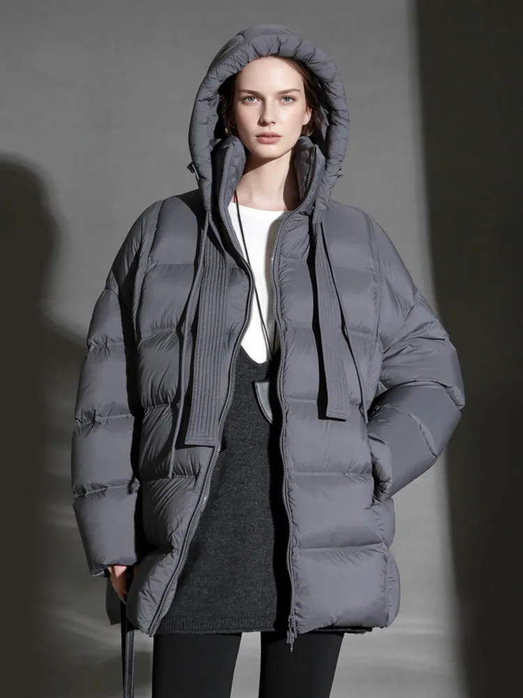ZMEENNA المرأة سترة منتفخة مقنعين المتضخم طويل منتفخ أسفل معطف كامل البريدي شتاء دافئ ملابس خارجية موضة عادية ZM4634 #3