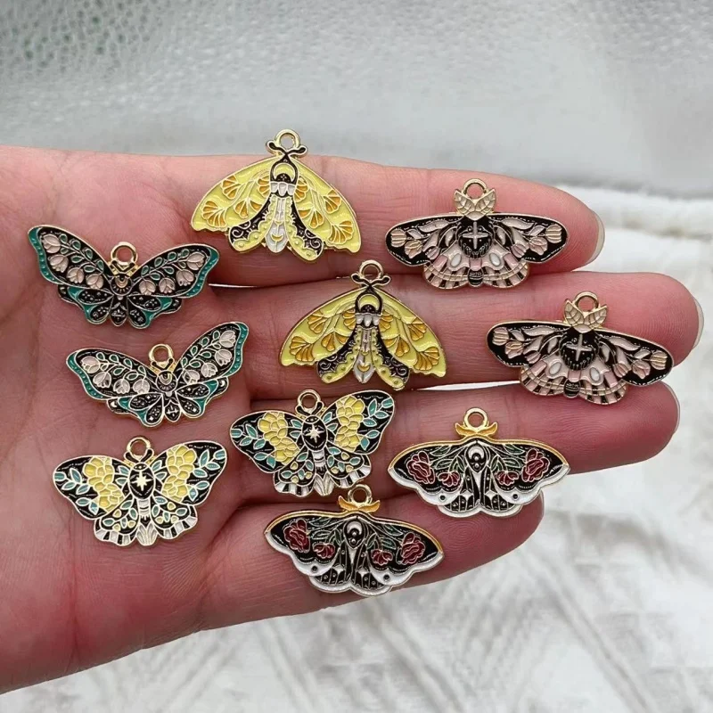 10pcs Butterfly Moth Alloy Pendants Colorful Enamel Insect Butterfly Charms For DIY Pendant Earring Necklace Jewelry Accessories