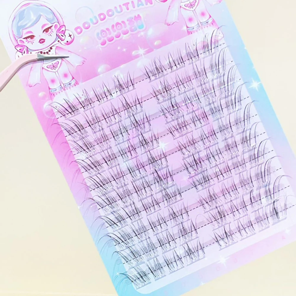 Pestañas postizas voladoras inclinadas de 10 filas, simulación Natural de pestañas postizas desordenadas, extensión de pestañas Terrier transparente, herramientas de maquillaje