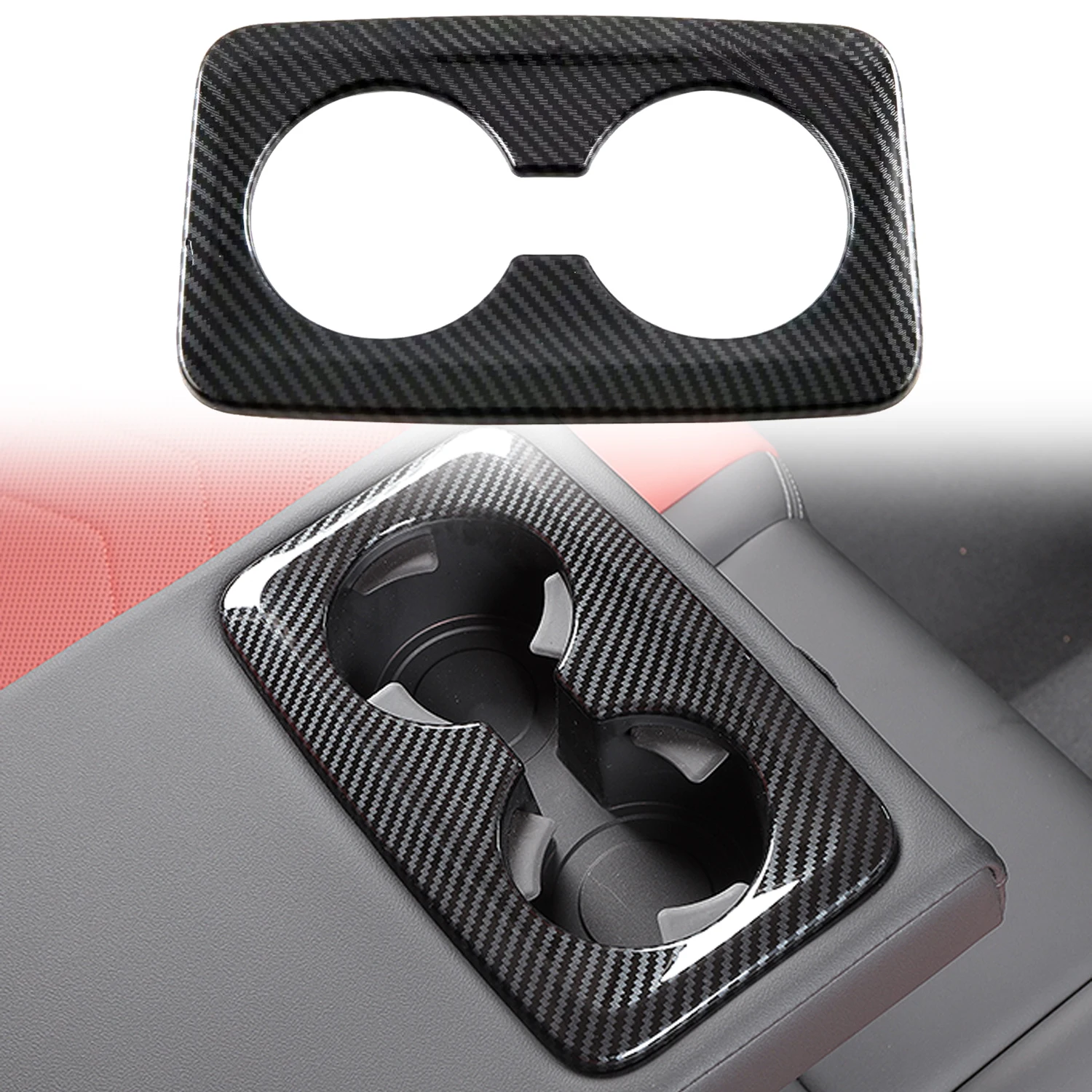 

Car Accessories For BMW X1 U11 2023 2024/ iX1 2022+ ABS Carbon Fiber Grain Rear Water Cup Holder Cover Trim 1pcs