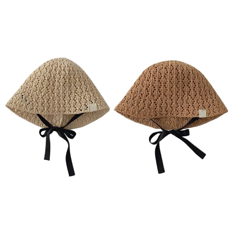 

Fashionable Baby Hat Summer Hollowed Out Travel Panama Caps Adjust Chin Belt Tied Sunhat Bucket Caps for Outdoor Dropship