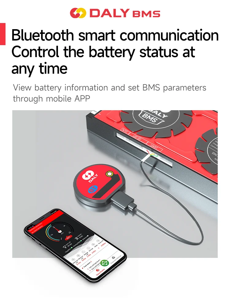 Smart BMS accessory bluetooth USB to UART RS485 cable CANbus Power Board Touch LCD Screen for daly 3s 4s 5s 6s 10s 13s 14s bms